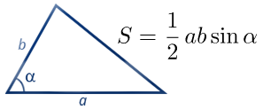 Калькулятор площади треугольника через две стороны и угол между ними
