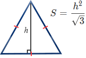Калькулятор и формула площади равностороннего треугольника через высоту